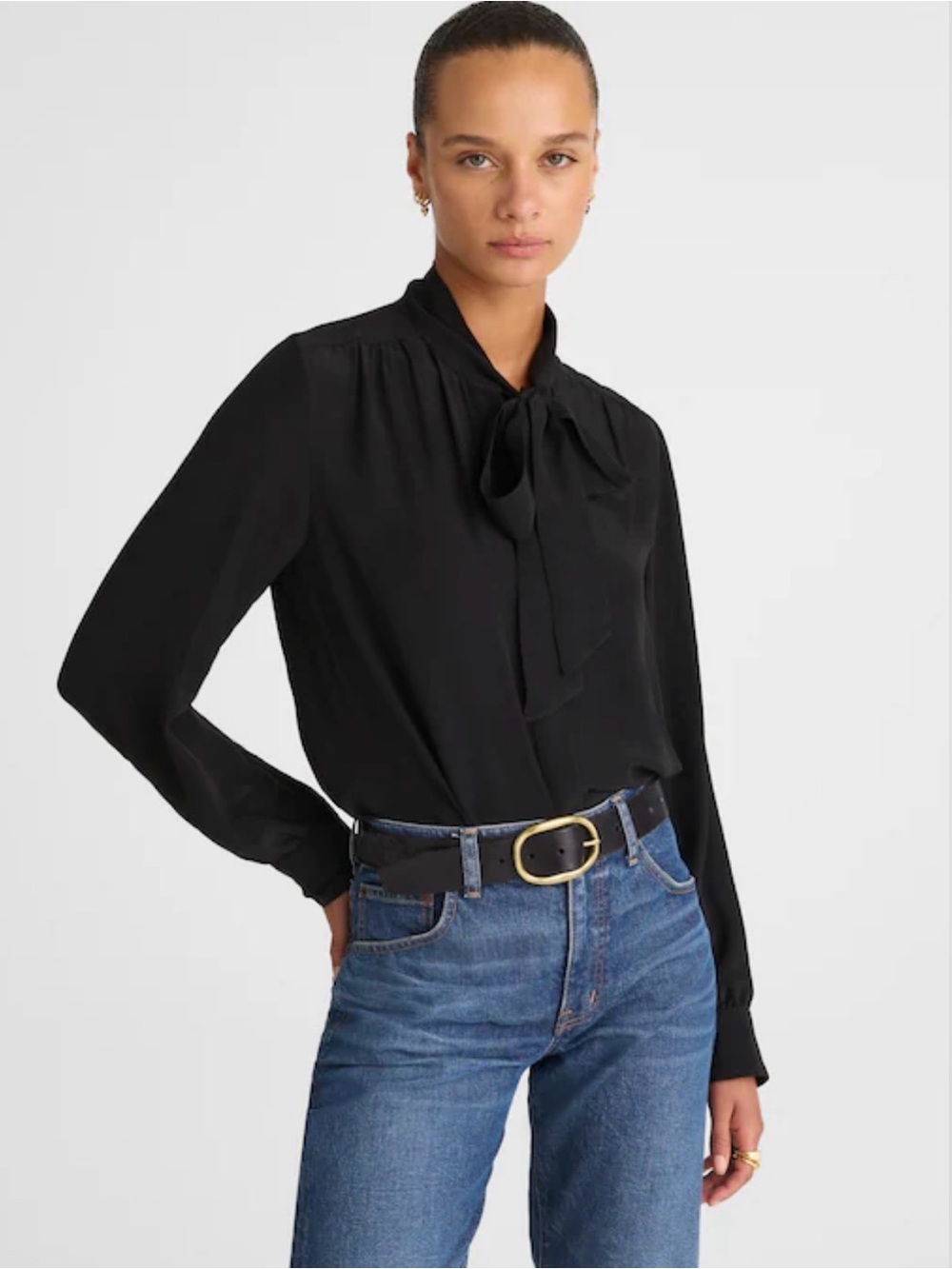 Madewell Tie-Neck Long-Sleeve Top